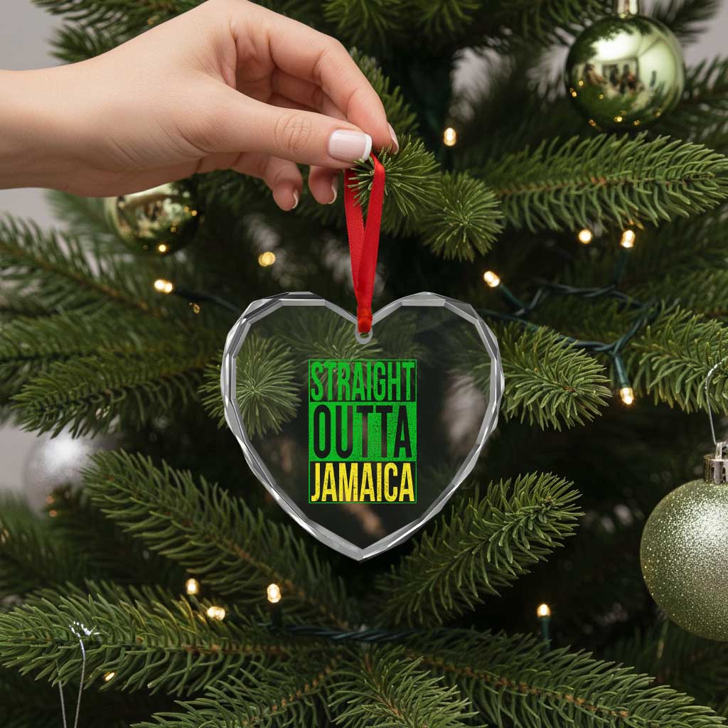 Straight Outta Jamaica Heart Crystal Glass Ornament Cool Jamaican Travel Vacation - Wonder Print Shop