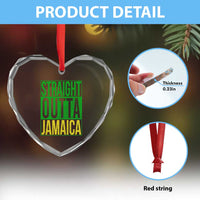 Straight Outta Jamaica Heart Crystal Glass Ornament Cool Jamaican Travel Vacation - Wonder Print Shop