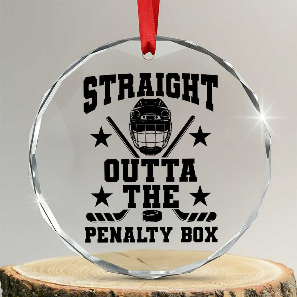 Straight Outta The Penalty Box Crystal Glass Ornament Funny Youth Ice Hockey Gift - Wonder Print Shop