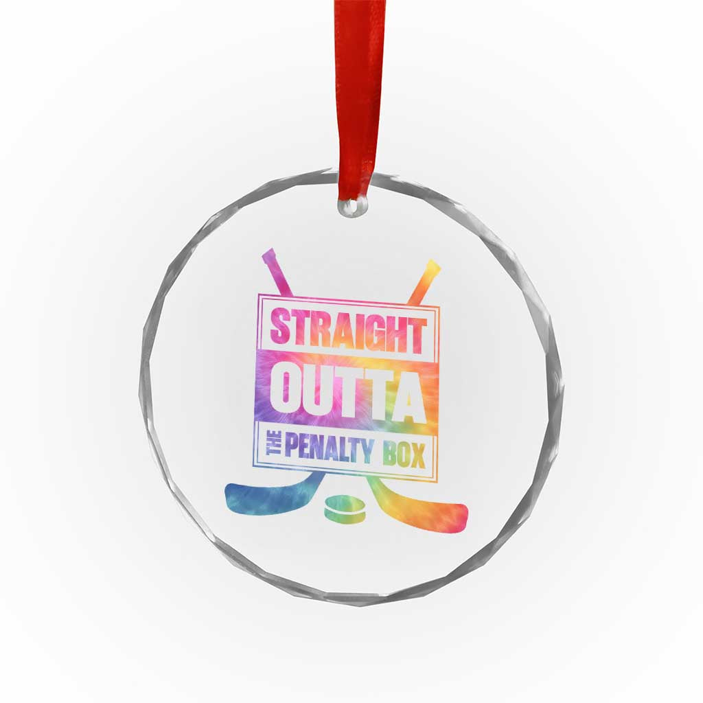 Straight Outta The Penalty Box Crystal Glass Ornament Tie Dye Effect Hockey Player Gift - Wonder Print Shop