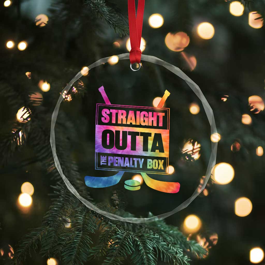 Straight Outta The Penalty Box Crystal Glass Ornament Tie Dye Effect Hockey Player Gift - Wonder Print Shop
