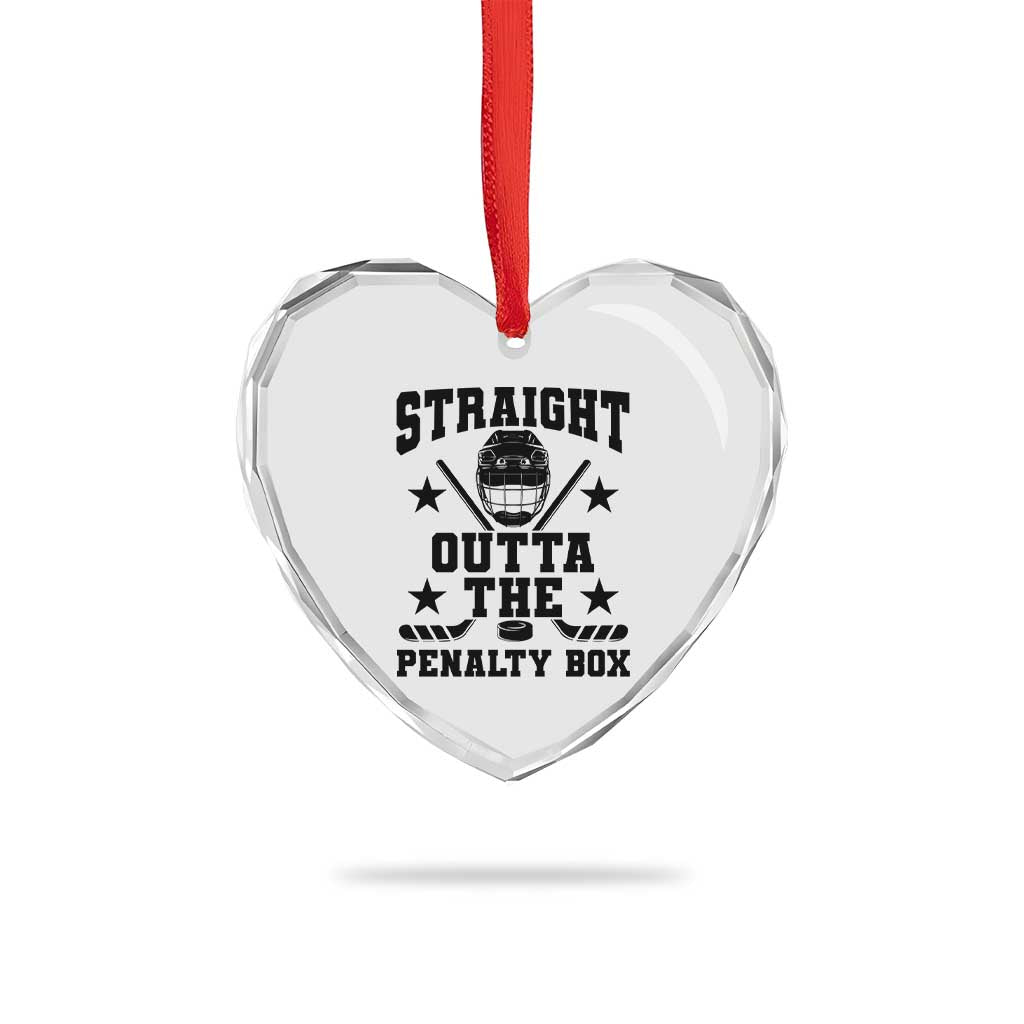 Straight Outta The Penalty Box Heart Crystal Glass Ornament Funny Youth Ice Hockey Gift - Wonder Print Shop