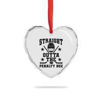 Straight Outta The Penalty Box Heart Crystal Glass Ornament Funny Youth Ice Hockey Gift - Wonder Print Shop