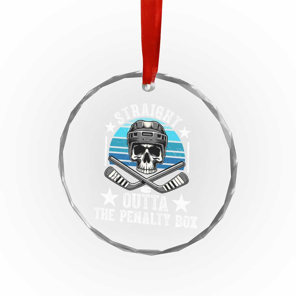 Straight Outta The Penalty Box Hockey Crystal Glass Ornament Funny Skull Player Gift - Wonder Print Shop
