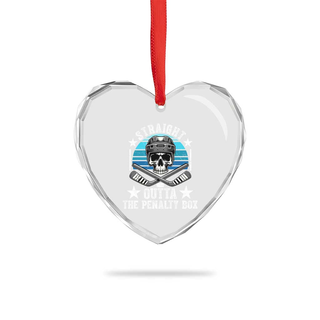 Straight Outta The Penalty Box Hockey Heart Crystal Glass Ornament Funny Skull Player Gift - Wonder Print Shop