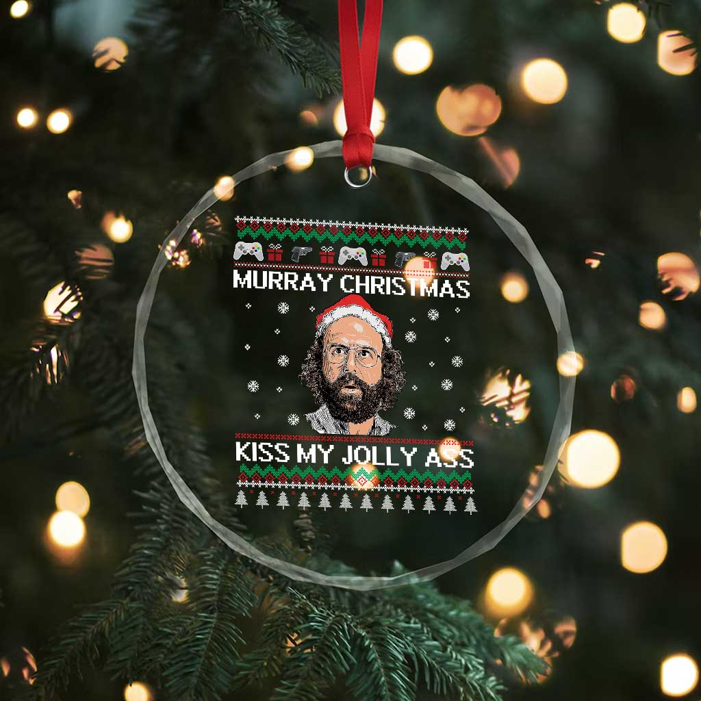 Stranger Christmas Crystal Glass Ornament Santa Murray Kiss My Jolly Ass - Wonder Print Shop