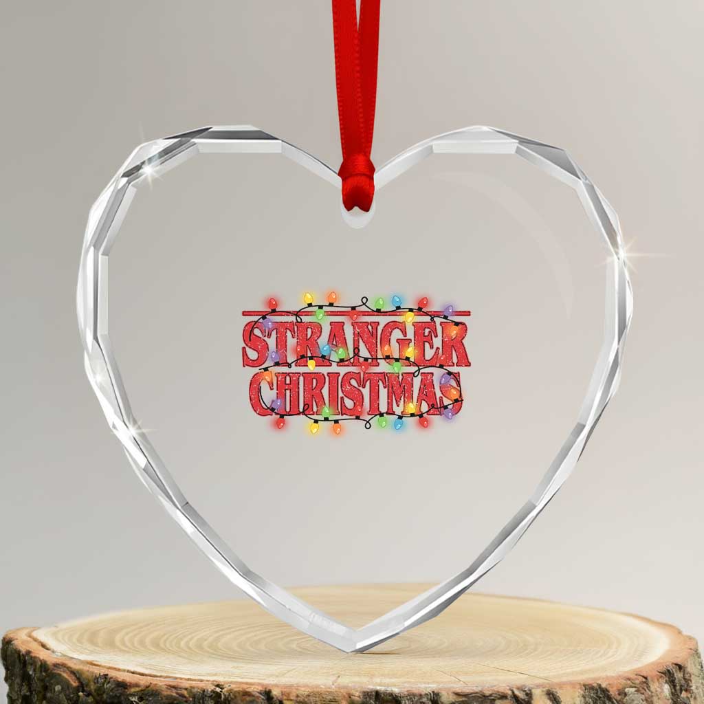 Stranger Christmas Heart Crystal Glass Ornament Funny Xmas Alphabet Neon Lights Movie - Wonder Print Shop