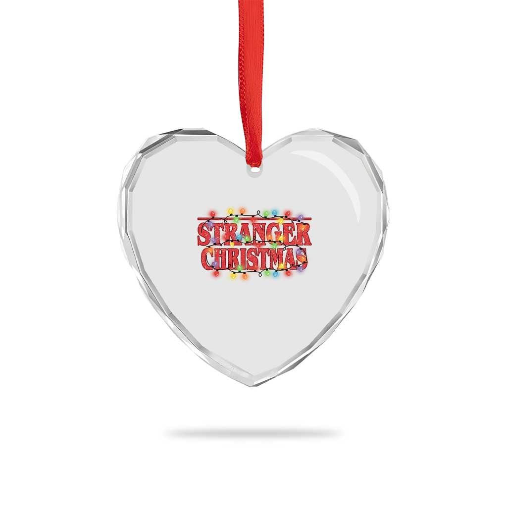 Stranger Christmas Heart Crystal Glass Ornament Funny Xmas Alphabet Neon Lights Movie - Wonder Print Shop