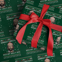 Stranger Christmas Wrapping Paper Roll Santa Murray Kiss My Jolly Ass - Wonder Print Shop