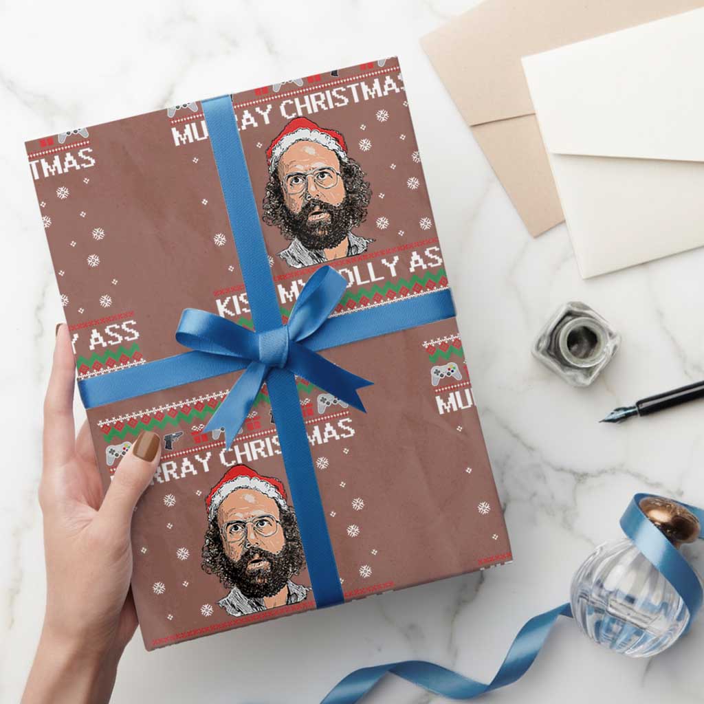 Stranger Christmas Wrapping Paper Roll Santa Murray Kiss My Jolly Ass - Wonder Print Shop