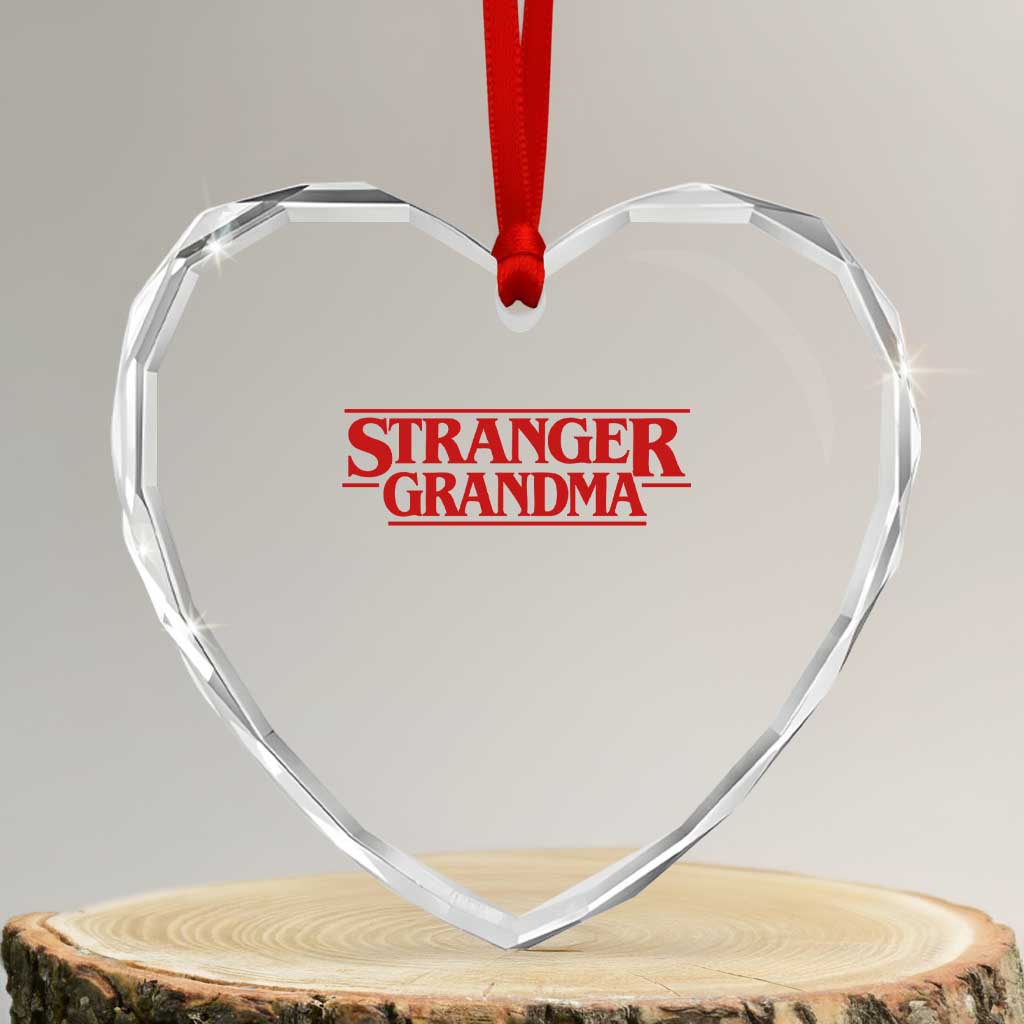 Stranger Grandma Heart Crystal Glass Ornament Funny Grandmother Movie Gift