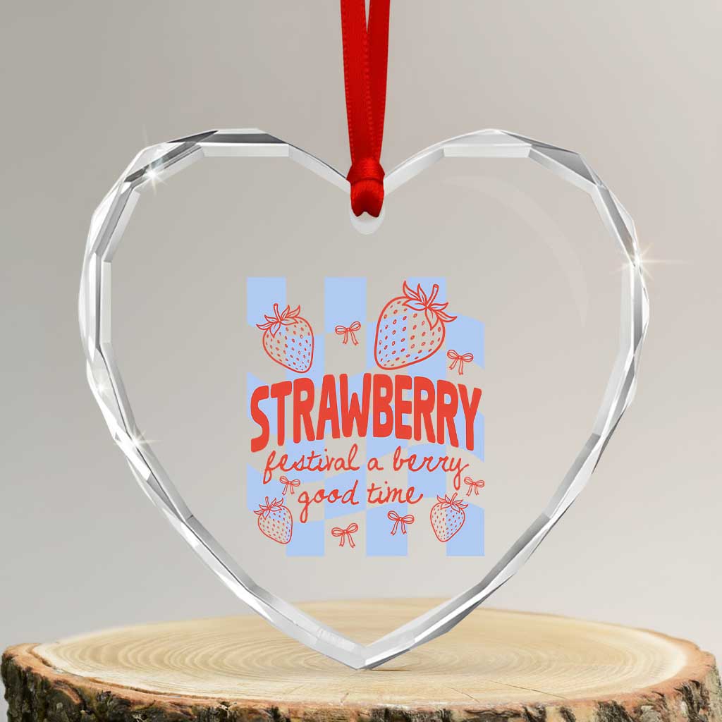 Strawberry Festival Heart Crystal Glass Ornament 1968 A Berry Good Time Summer