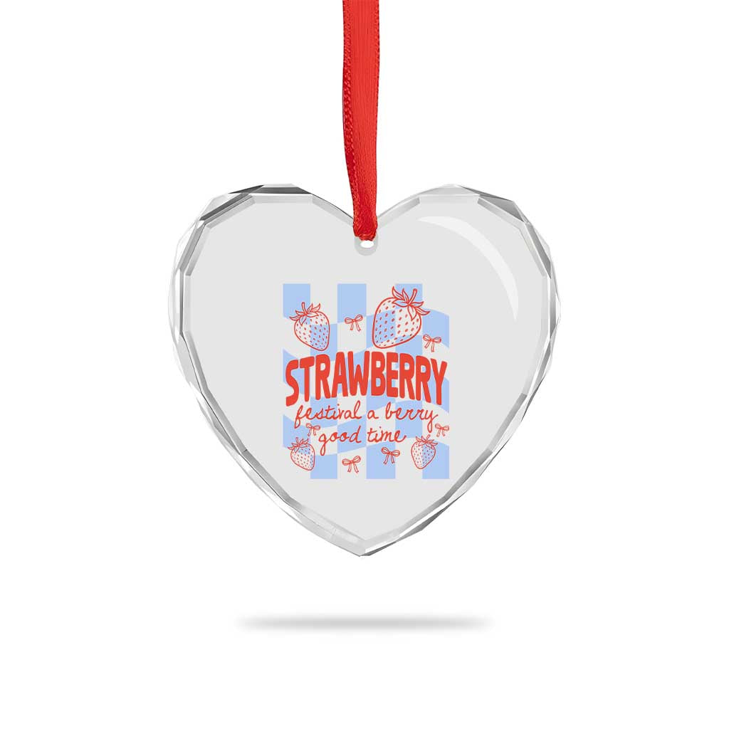 Strawberry Festival Heart Crystal Glass Ornament 1968 A Berry Good Time Summer
