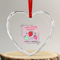 Strawberry Festival Heart Crystal Glass Ornament Summer Fruit Vibes