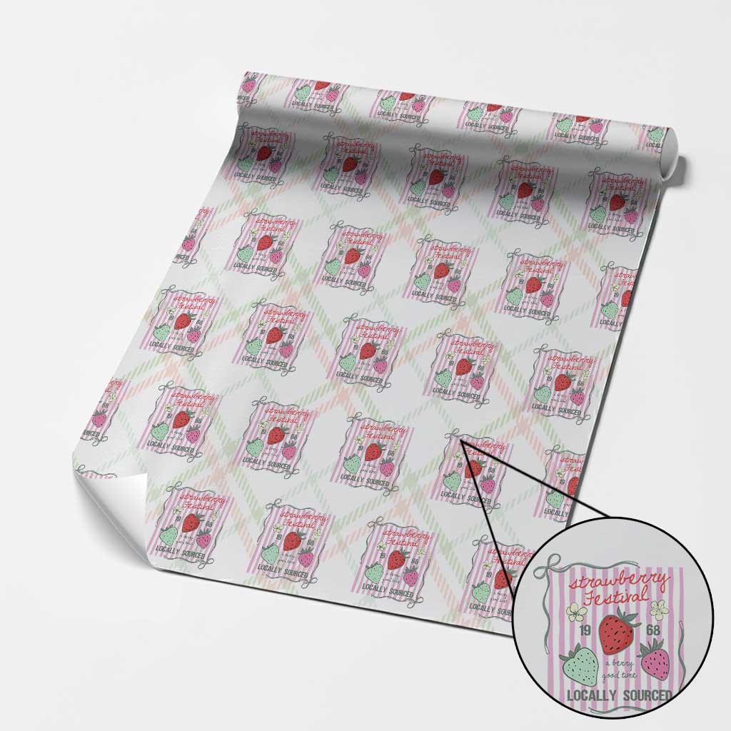Strawberry Festival Wrapping Paper Roll Summer Fruit Vibes