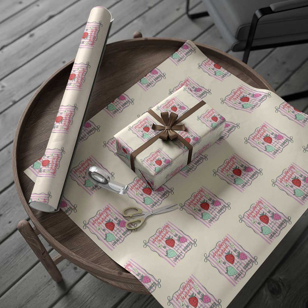 Strawberry Festival Wrapping Paper Roll Summer Fruit Vibes