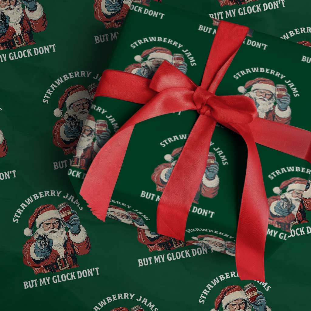 Strawberry Jams But My Gun Do Not Wrapping Paper Roll Funny Santa Gun Christmas - Wonder Print Shop