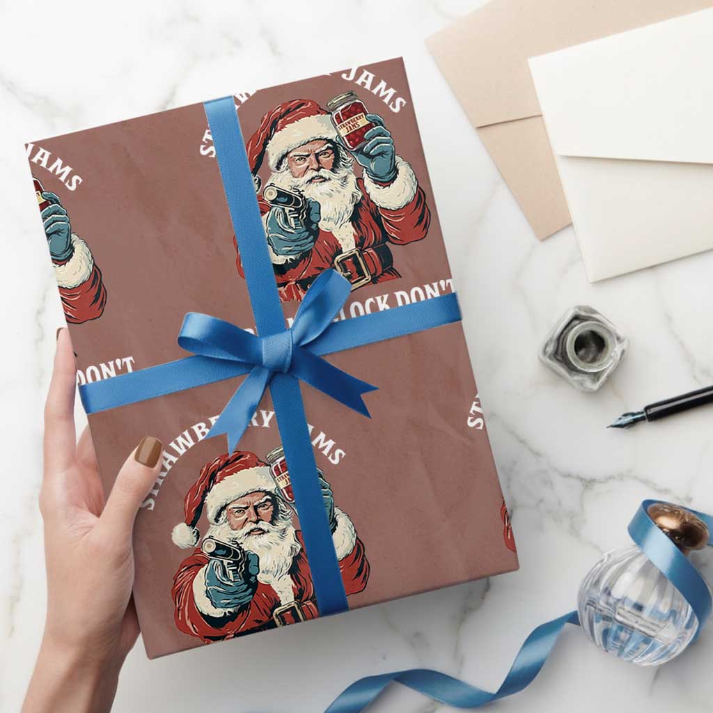 Strawberry Jams But My Gun Do Not Wrapping Paper Roll Funny Santa Gun Christmas - Wonder Print Shop