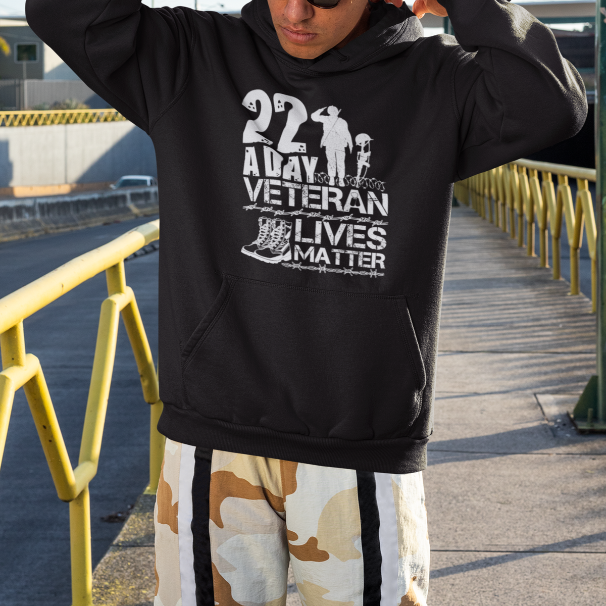 Veteran PTSD Hoodie 22 Every Day Veteran Lives Matter Suicide Awareness - Wonder Print Shop