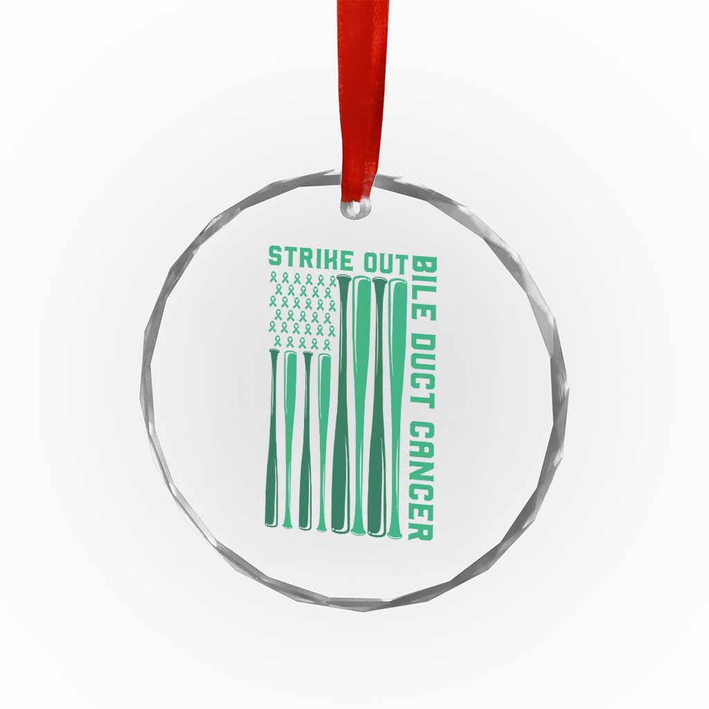 Strike Out Bile Duct Cancer Crystal Glass Ornament Baseball American Flag Hope Gift