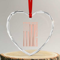 Strike Out Endometrial Cancer Baseball Heart Crystal Glass Ornament Peach Ribbon American Flag Support Gift