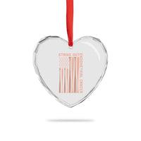 Strike Out Endometrial Cancer Baseball Heart Crystal Glass Ornament Peach Ribbon American Flag Support Gift
