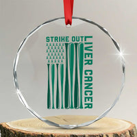 Strike Out Liver Cancer Baseball Crystal Glass Ornament American Flag Support Gift