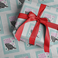 Striped Funny See Ya Soon Racoon Wrapping Paper Roll Last Day Of School Teacher