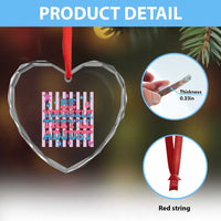Striped Glitter Effect Printed Trans Rights Heart Crystal Glass Ornament Be Yourself They Will Adjust