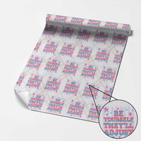 Striped Glitter Effect Printed Trans Rights Wrapping Paper Roll Be Yourself They Will Adjust