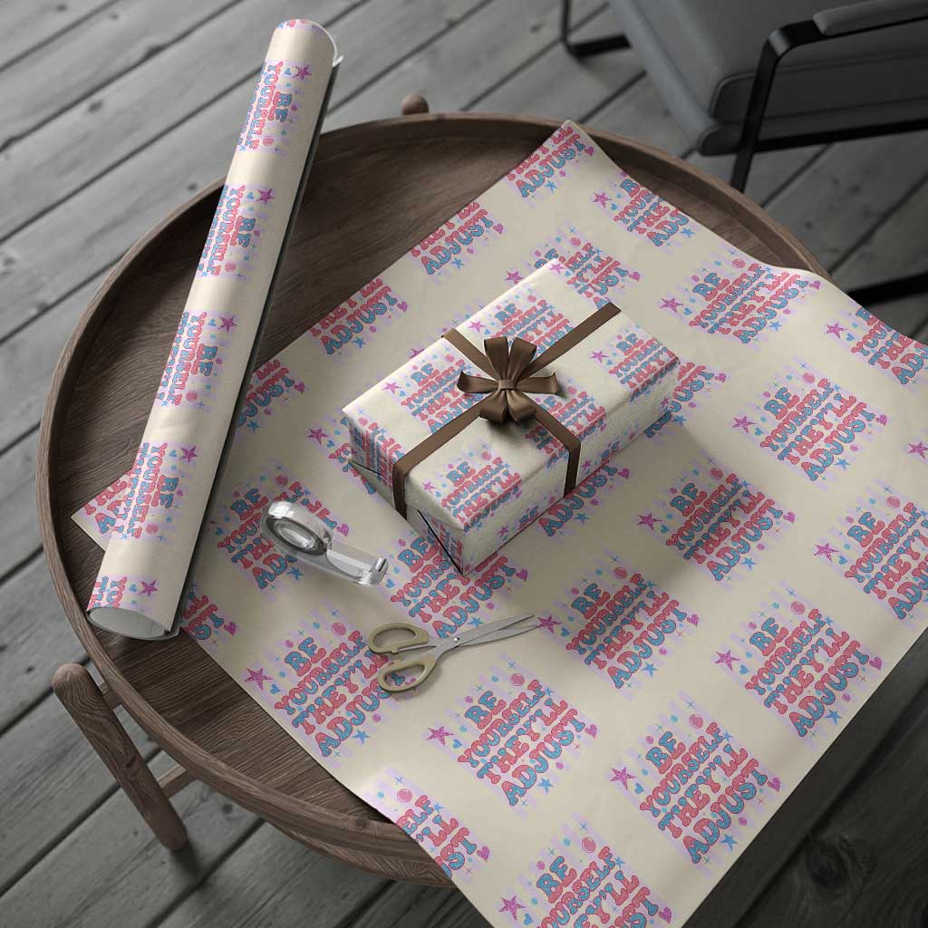 Striped Glitter Effect Printed Trans Rights Wrapping Paper Roll Be Yourself They Will Adjust