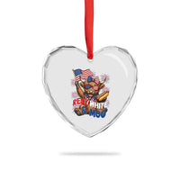Striped Highland Cow 4th Of July Heart Crystal Glass Ornament Red White And Moo
