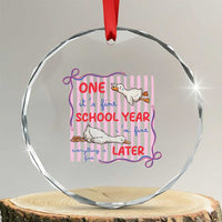 Striped One School Year Later Crystal Glass Ornament Funny Goose Teacher Summer