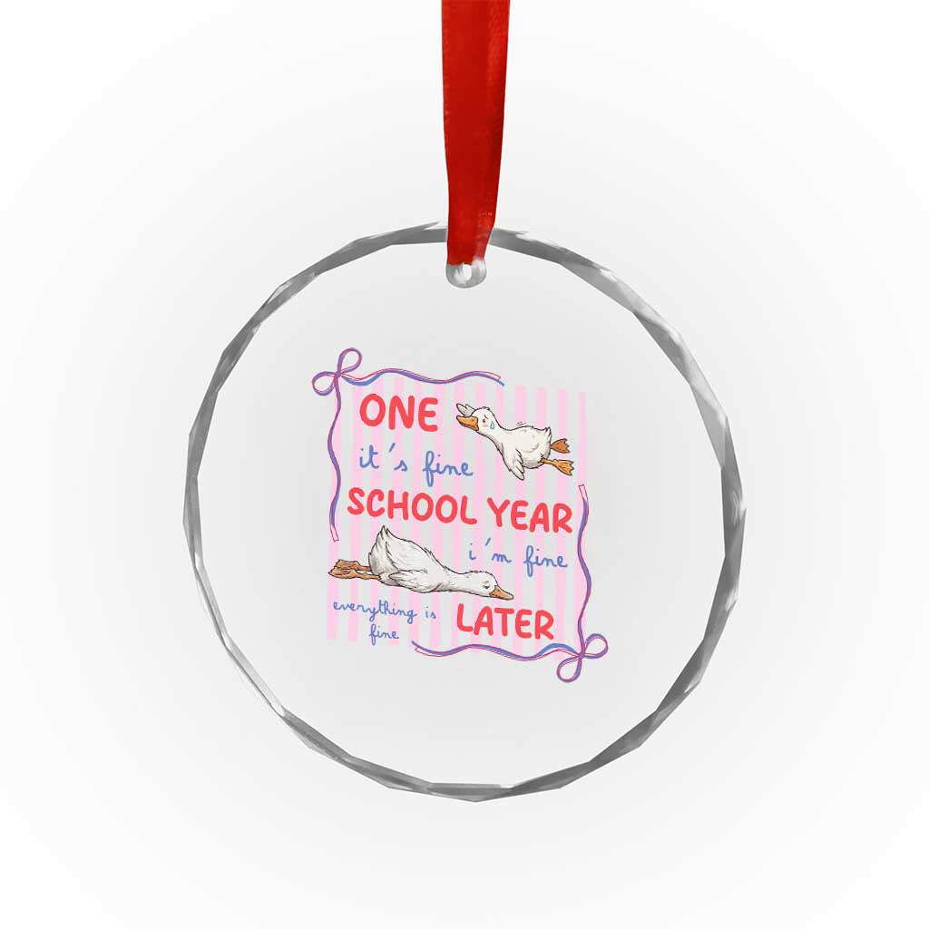 Striped One School Year Later Crystal Glass Ornament Funny Goose Teacher Summer