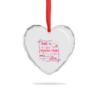 Striped One School Year Later Heart Crystal Glass Ornament Funny Goose Teacher Summer