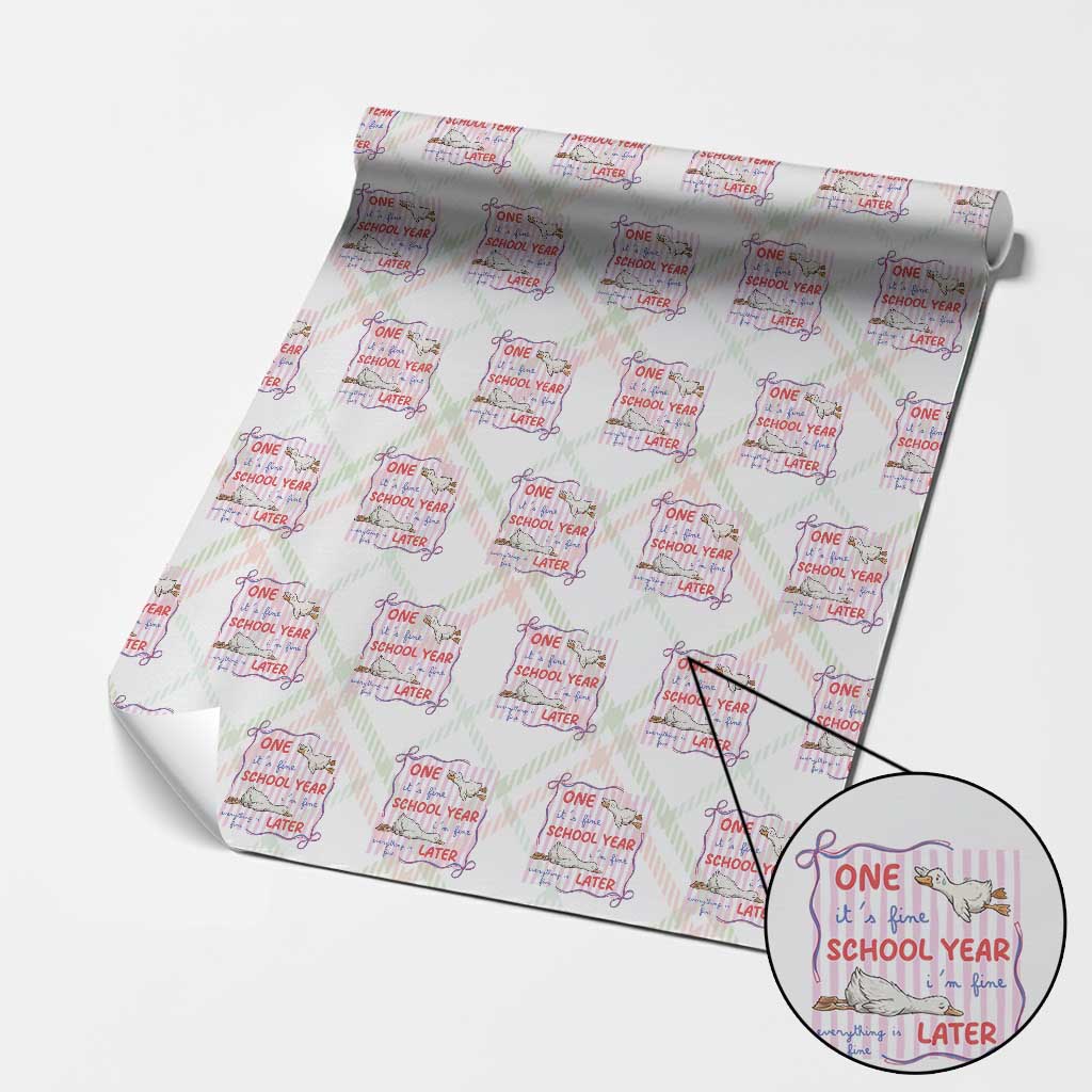 Striped One School Year Later Wrapping Paper Roll Funny Goose Teacher Summer