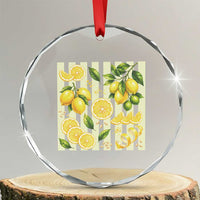 Striped Summer Lemon Crystal Glass Ornament Citrus Fruit Lover Gift