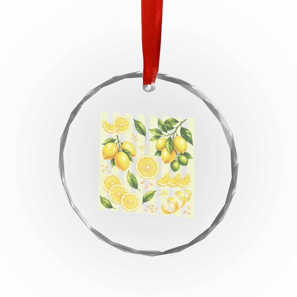Striped Summer Lemon Crystal Glass Ornament Citrus Fruit Lover Gift