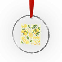 Striped Summer Lemon Crystal Glass Ornament Citrus Fruit Lover Gift