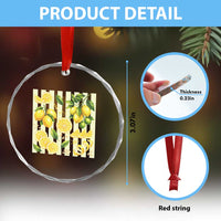 Striped Summer Lemon Crystal Glass Ornament Citrus Fruit Lover Gift