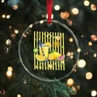 Striped Summer Lemonade Crystal Glass Ornament Preppy Brushstroke Aesthetic Graphic