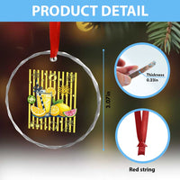 Striped Summer Lemonade Crystal Glass Ornament Preppy Brushstroke Aesthetic Graphic