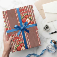 Striped Summer Strawberry Wrapping Paper Roll Preppy Beach Vibes Graphic