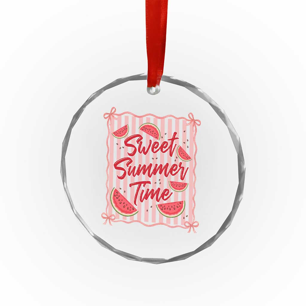 Striped Watermelon Beach Vibes Graphic Crystal Glass Ornament Sweet Summer Time