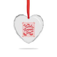 Striped Watermelon Beach Vibes Graphic Heart Crystal Glass Ornament Sweet Summer Time
