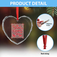 Striped Watermelon Beach Vibes Graphic Heart Crystal Glass Ornament Sweet Summer Time