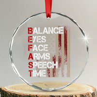 Stroke Awareness Crystal Glass Ornament BEFAST Stroke Symptoms Vintage American Flag