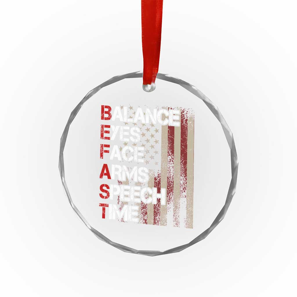 Stroke Awareness Crystal Glass Ornament BEFAST Stroke Symptoms Vintage American Flag