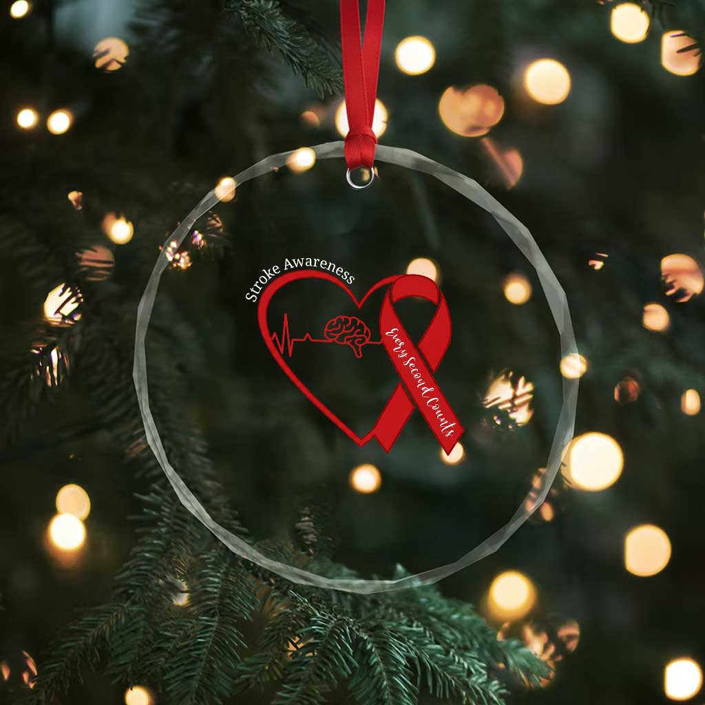 Stroke Awareness Crystal Glass Ornament Stroke Survivor Warrior Brain Attack