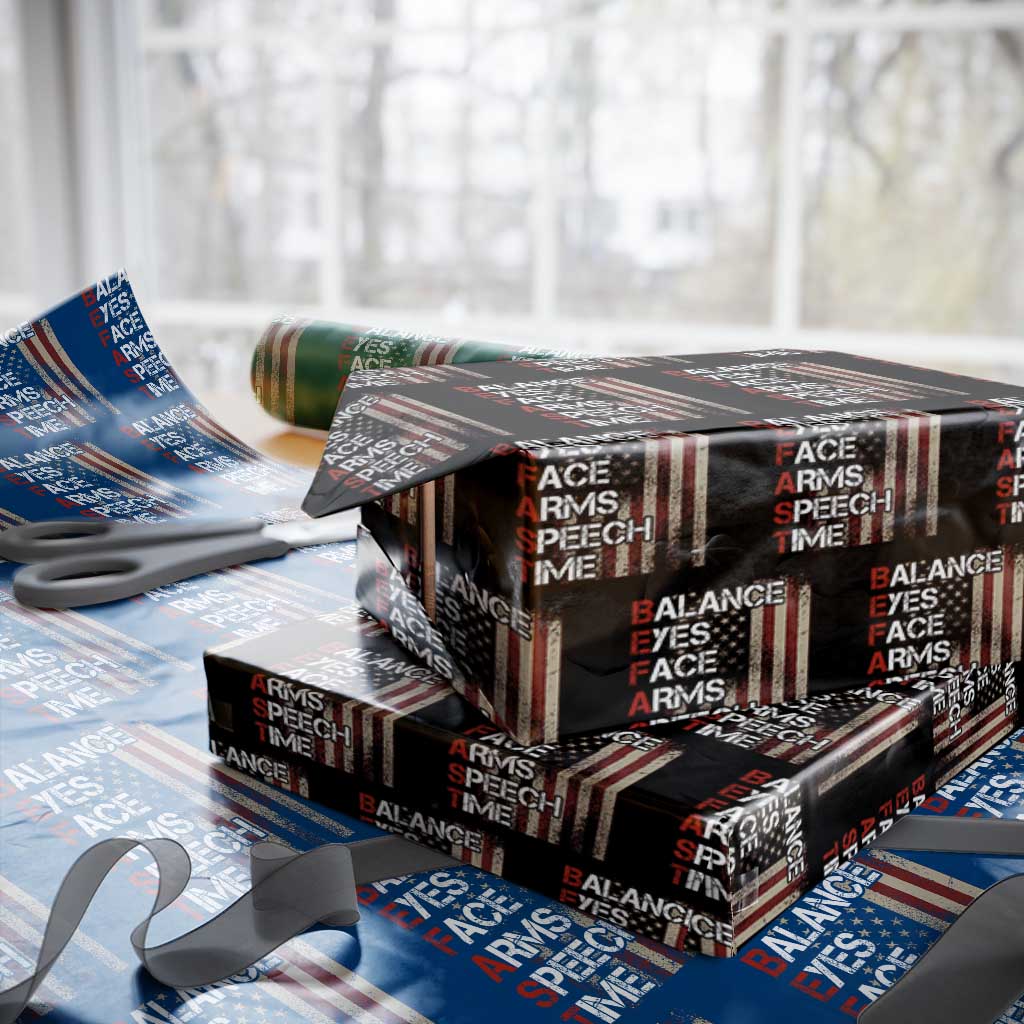 Stroke Awareness Wrapping Paper Roll BEFAST Stroke Symptoms Vintage American Flag